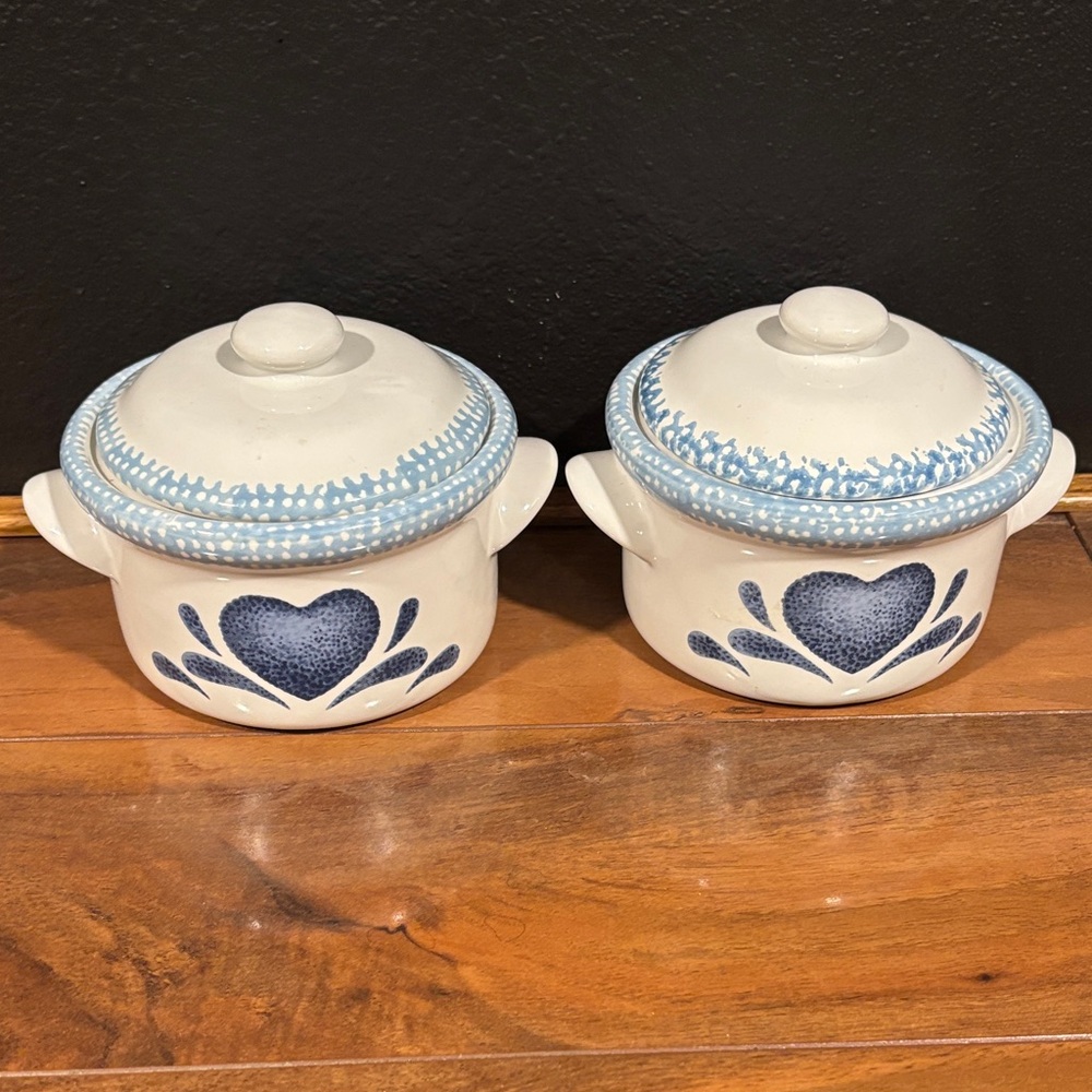 Blue and White Heart Design Ceramic Dishes